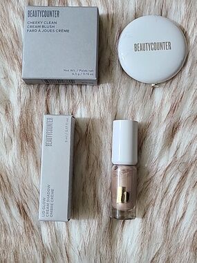 NIB Beautycounter Makeup Lid Glow & Cheeky Clean Blush Bundle